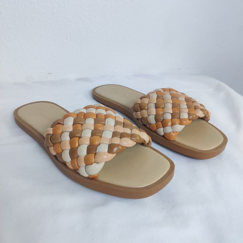 NWOB Madewell Suzi Slide Sandal Puffy Woven Leather Size 7 Beachy Boho Summer